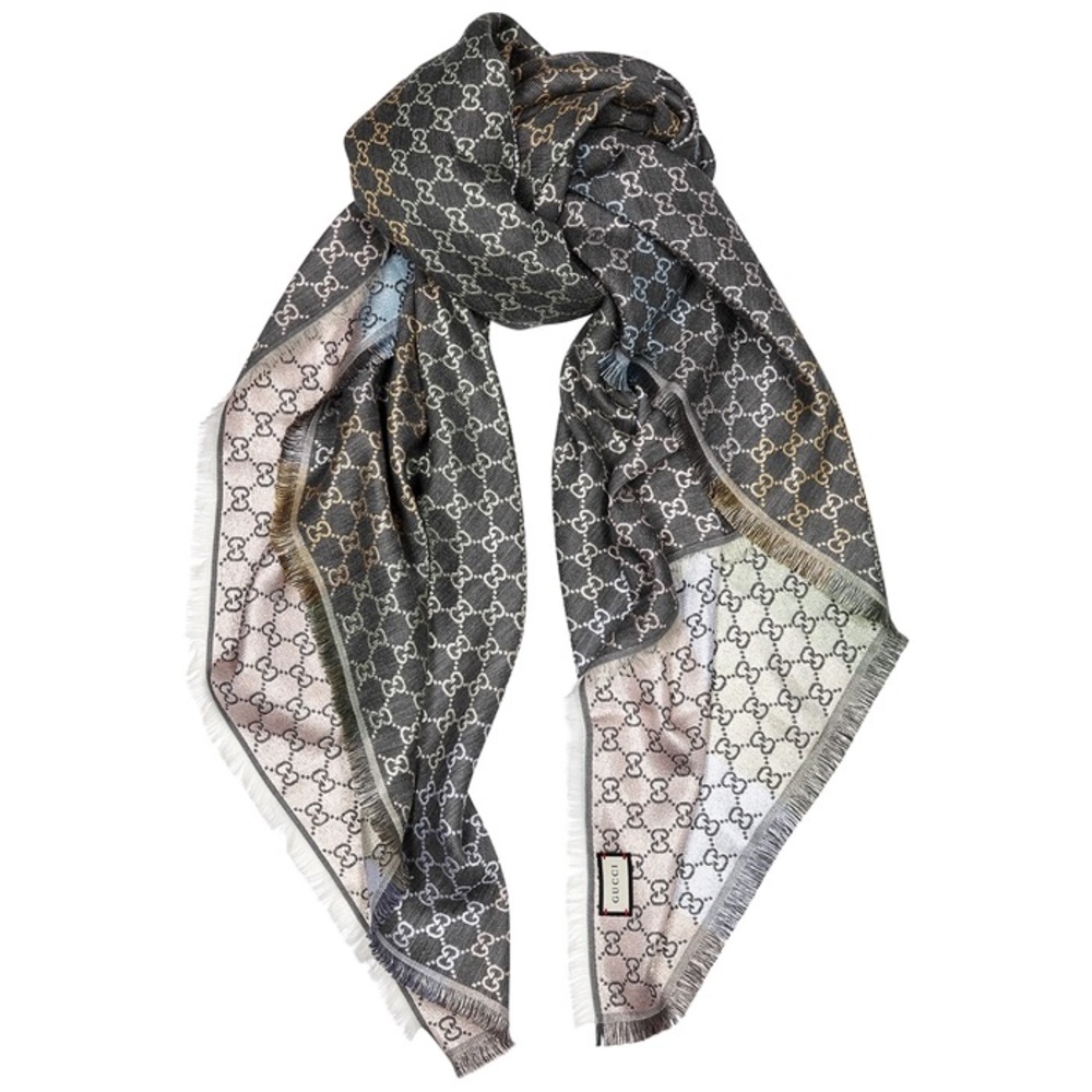 Grey GG Jacquard rainbow scarf / shawl